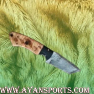 Alternative view of DAMSCUS TANTO BLADE KNIFE Handle: wood with Micarta