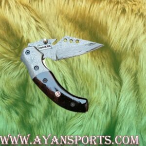 Alternative view of CUSTOM HANDMADE DAMASCUS BOTTLE OPNER POCKET KNIFE WITH LEATHER SHEATH