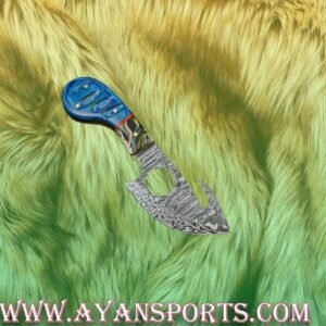 Alternative view of Custom Handmade Damascus Steel Guthook Skinner Knife Handle Hardwood With Leather sheath