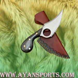 Alternative view of Steel Skinner Knife Handle Hardwood With Leather Sheath