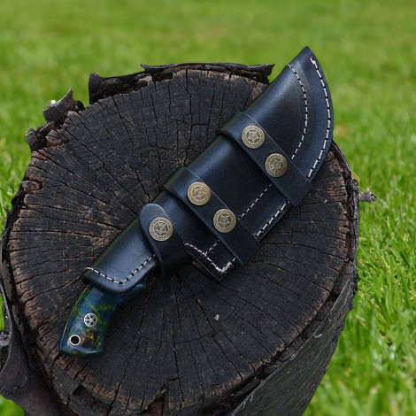 Custom Handmade Damascus Tracker knife With Leather Sheath - Image 5