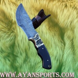 Custom Handmade Damascus Steel Tracker Knife Handle Ram Horn/Micarta With Leather Sheath Compact Survival Gear Bushcraft And Survival