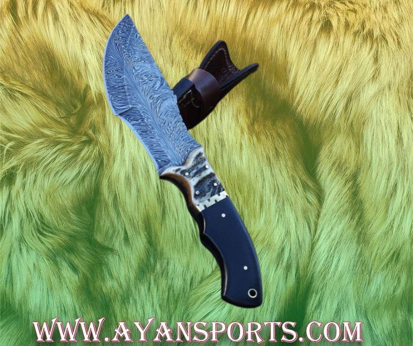 Custom Handmade Damascus Steel Tracker Knife Handle Ram Horn/Micarta With Leather Sheath Compact Survival Gear Bushcraft And Survival
