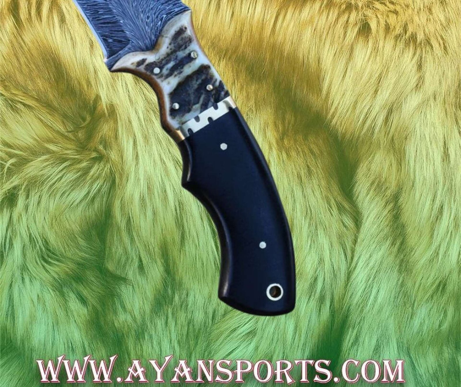 Custom Handmade Damascus Steel Tracker Knife Handle Ram Horn/Micarta With Leather Sheath Compact Survival Gear Bushcraft And Survival - Image 3