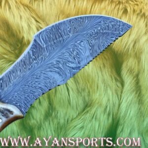 Alternative view of Custom Handmade Damascus Steel Tracker Knife Handle Ram Horn/Micarta With Leather Sheath Compact Survival Gear Bushcraft And Survival