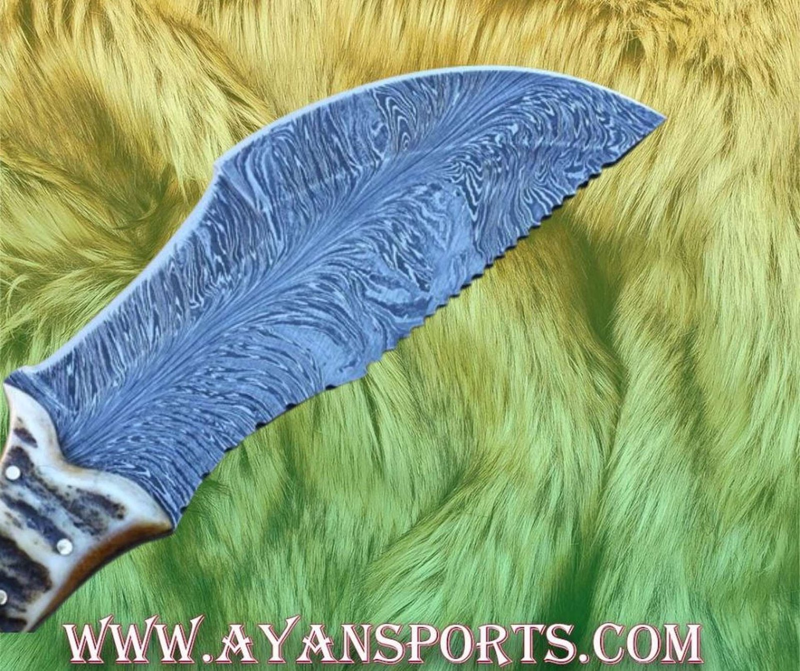Custom Handmade Damascus Steel Tracker Knife Handle Ram Horn/Micarta With Leather Sheath Compact Survival Gear Bushcraft And Survival - Image 2